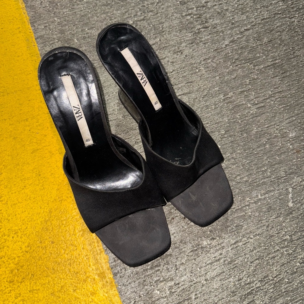 Zara Black Suede Mules